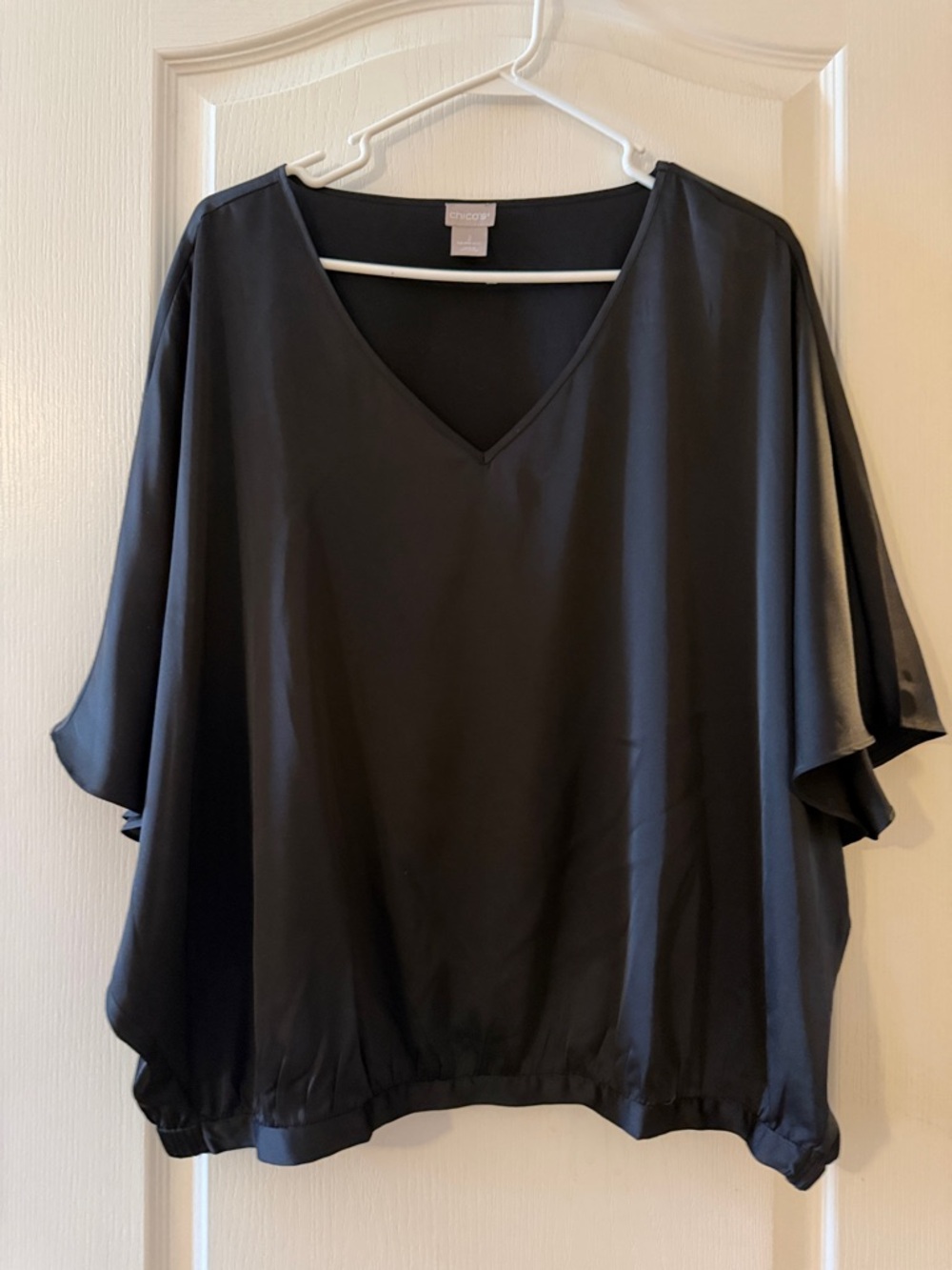 Chico's Black V-Neck Dolman Sleeve Blouse